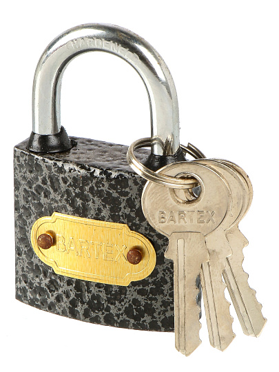 Замок навесной BARTEX чугунный 38мм Влагонепроницаемый, блистер, 3 ключа, 504660