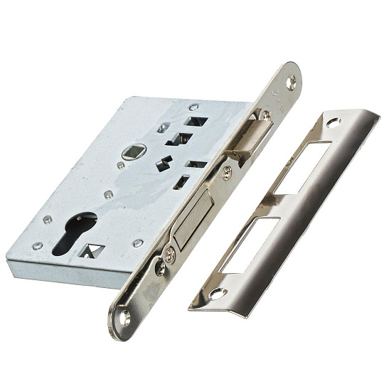 Замок врезной S-Locked, 155-50 мод. 224 SN/CP, 120975, ручка в комплекте, цилиндровый, универсальный, сатин/хром