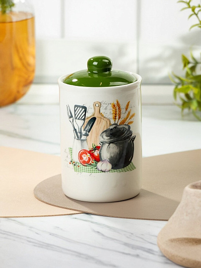 Банка для сыпучих продуктов, доломит, 0.7 л, с крышкой, Daniks, Comely