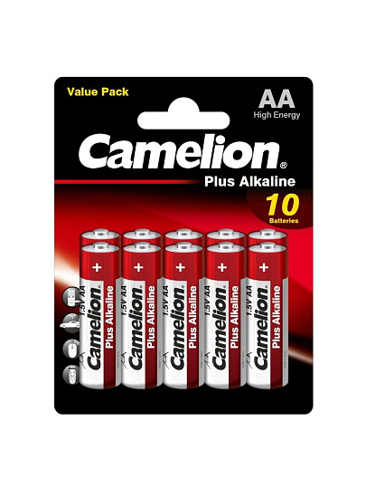Батарейка Camelion, АА (LR6, 15A), Alkaline Plus, щелочная, 1.5 В, блистер, 10 шт, 14854