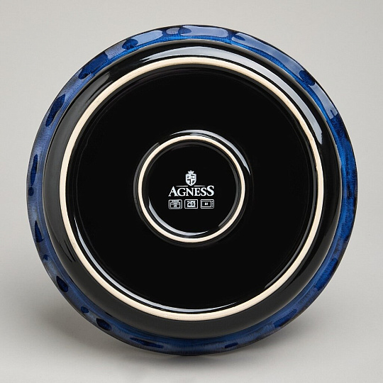 Форма для запекания керамика, 27х6.5 см, 1.5 л, круглая, Agness, Reactive Blue, 780-131