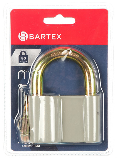 Замок навесной BARTEX алюминиевый 80мм, блистер, 3 ключа, 504668