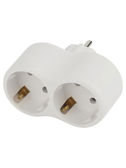 Разветвитель 2 гнезда, с заземлением, 16 А, белый, Эра, Spx-2e-W, Б0053478