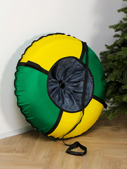 Санки-ватрушка Nika, 85 см, 90 кг, с буксировочным тросом, с ручками, зелено-желтые, ТБК-85/ЗЖ2