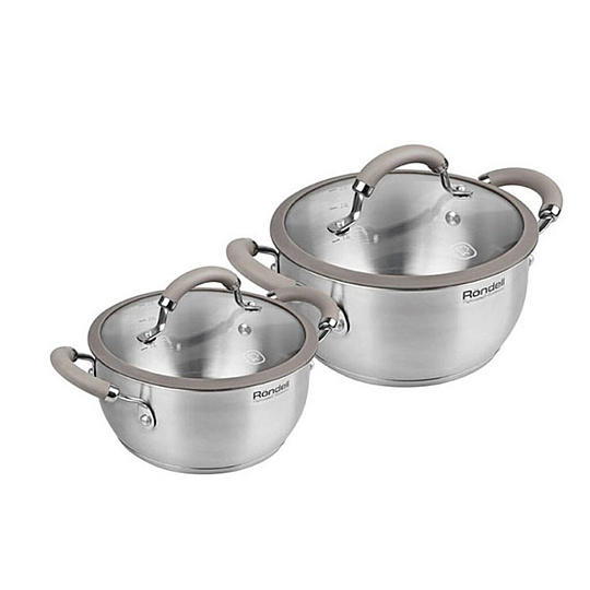 Набор посуды нержавеющая сталь, 4 предмета, кастрюли 2, 5 л, индукция, Rondell, Balance, RDS-757