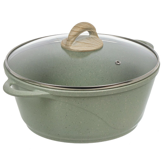 Кастрюля алюминий, антипригарное покрытие, 4 л, с крышкой, крышка стекло, Гурман, Мята, ГМк403МЛ, индукция