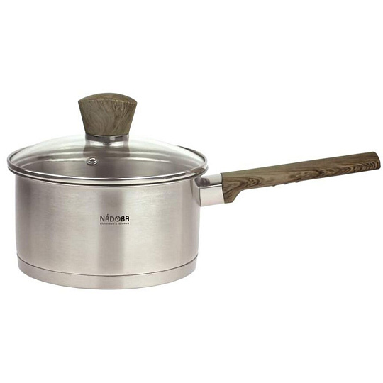 Ковш нержавеющая сталь, 1.7 л, крышка стекло, индукция, Nadoba, Ludva, 727014