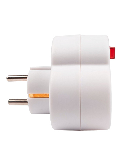 Разветвитель 2 гнезда, с заземлением, 16 А, с выключателем и защитной шторкой, JazzWay, AD-2GS, 5004788