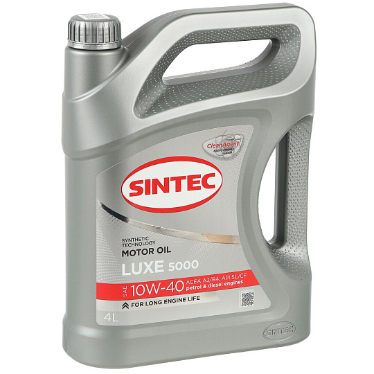 Масло моторное синтетическое, 10W40, Sintec, Luxe 5000, A3/B4 SN/CF, 4 л, 600232