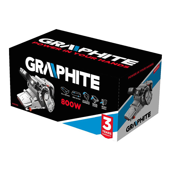 Ленточная шлифовальная машина Graphite, 800 Вт, 75х457 мм, 59G392