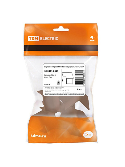 Внутренний угол КМВ 16х16 мм, 4 шт, бук, TDM Electric, SQ0411-0321