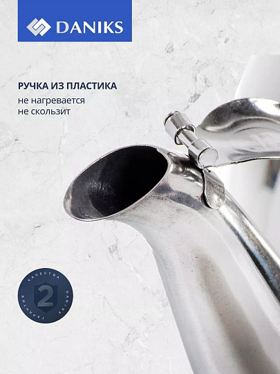 Чайник нержавеющая сталь, 5 л, со свистком, зеркальный, ручка металл, пластик, Daniks, GS-28224