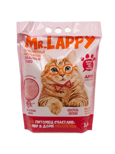 Наполнитель для лотка силикагелевый, 3.8 л, Mr.Lappy, Красная роза