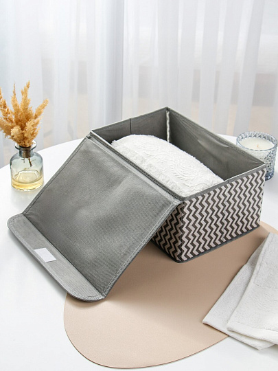 Кофр для хранения, с крышкой, складной, 28х20х15 см, серая волна, A190064