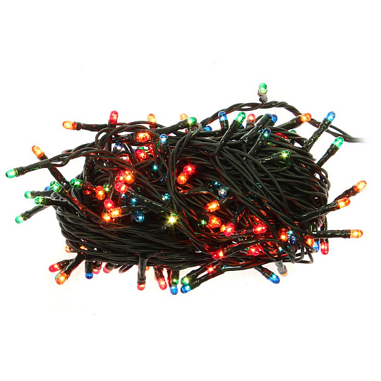 Гирлянда 180 ламп, 10.3 м, Snowmen, свет мультиколор, зеленая, в помещении, рисовая, 2/8ф, Е60002