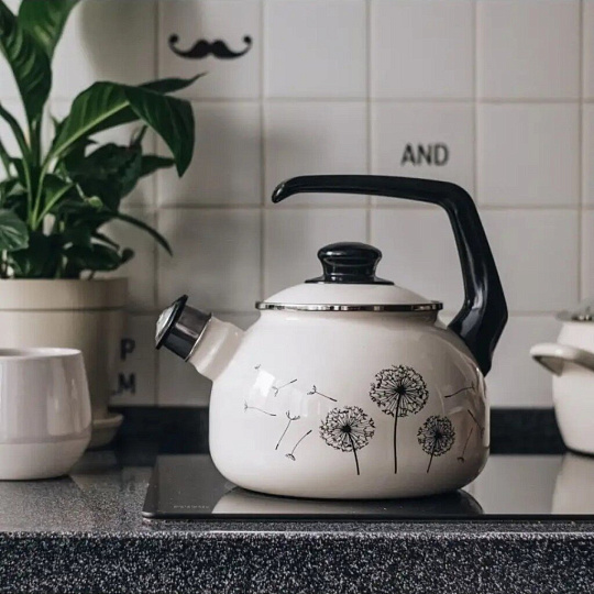 Чайник сталь, эмалированное покрытие, 2.5 л, со свистком, ручка консольная, Metrot, Одуванчик, индукция, 340979