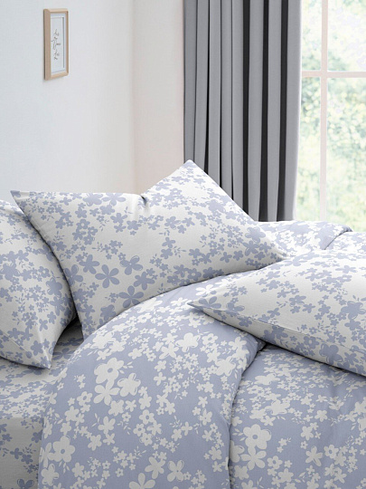 Постельное белье евро, простыня 200х215 см, 2 наволочки 70х70 см, пододеяльник 205х215 см, Майская ночь, бязь, Мини