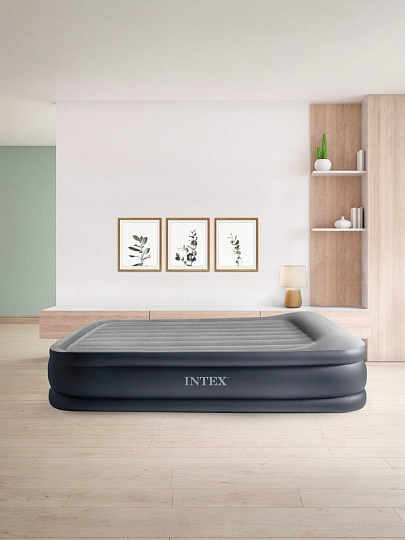 Кровать надувная Intex, 203х152х42 см, 64136ND, насос встроенный, электрический, флокированная, 273 кг