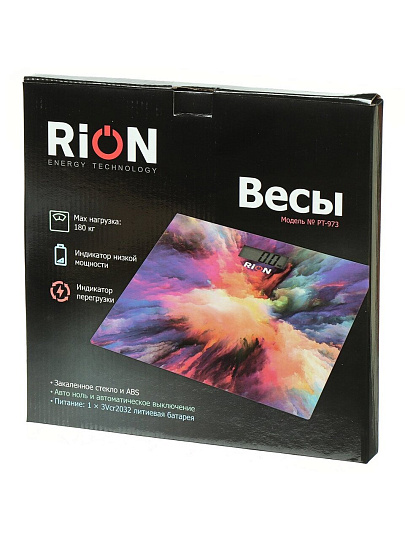 Весы напольные электронные, Rion, Венге PT-973, стекло, до 180 кг, LCD-дисплей