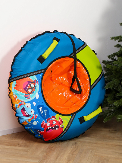 Санки-ватрушка Nika, С монстриками, 95 см, 100 кг, с буксировочным тросом, с ручками, ТБ1КР-95/МН