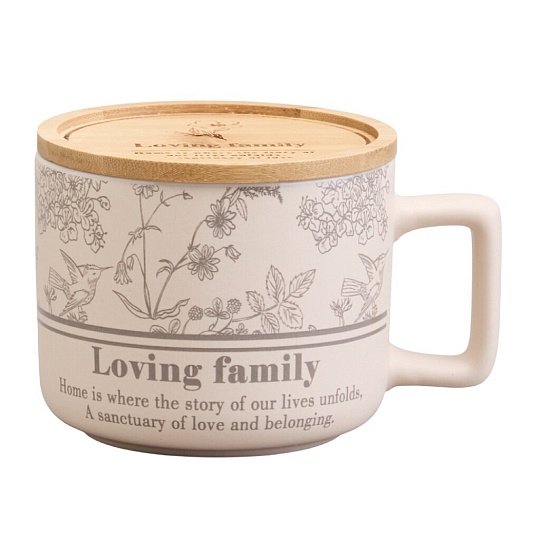 Кружка фарфор, 400 мл, Loving Family, с бамбуковой крышкой, Lefard, 756-478