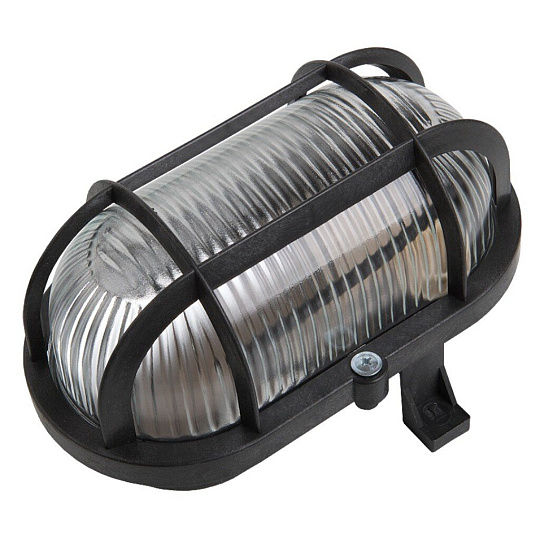 Светильник General Lighting Systems, НБП 02-60-004.03 "ЕВРО", 60 Вт, E27, на 1 лампочку, IP65, 18.6х12.6х11.2 см, с решеткой, черный, 437833