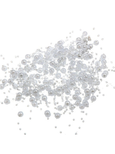 Бусы новогодние 200 см, белые, Жемчужинки, Y4-9449