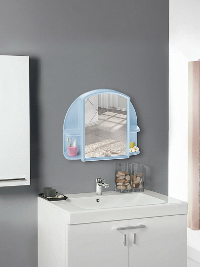 Зеркало-шкаф 42.4х50.8х12.3 см, прямоугольное, светло-голубое, с полочкой, Berossi, Orion 100, АС 11808000