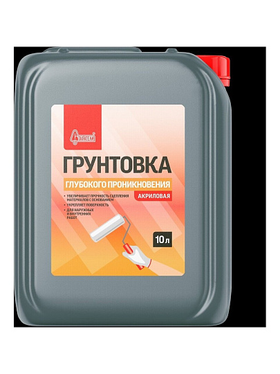 Грунтовка водно-дисперсионная, акриловая, Старатели, глубокого проникновения, для внутренних и наружных работ, 10 л