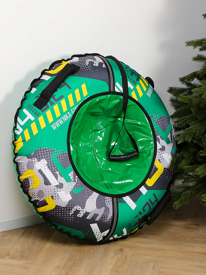 Санки-ватрушка Nika, 85 см, 90 кг, с буксировочным тросом, с ручками, зеленые, ТБ2К-85/7