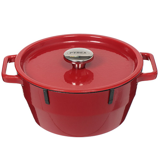 Кастрюля чугунная эмалированная Pyrex SC5AC24/5141, 3.6 л, красная