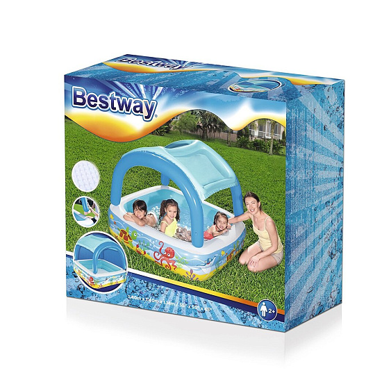 Бассейн надувной Bestway, 140х140х114 см, 52192, 265 л, с навесом
