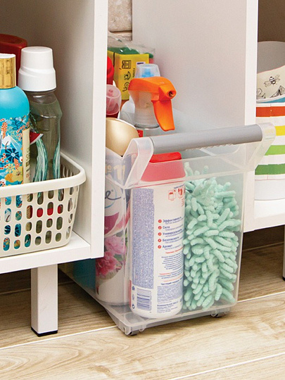 Органайзер для хранения, 10.5 л, 18х38х26 см, с ручкой, на колесах, Idea, М 1622