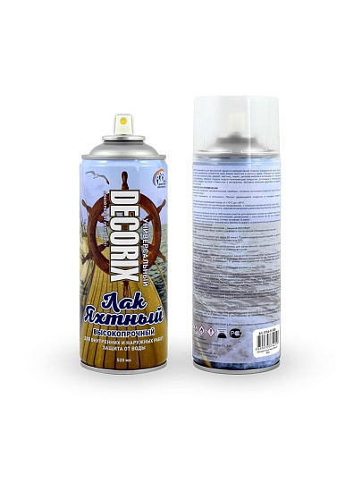 Лак аэрозольный, Decorix, яхтный, глянцевый, бесцветный, для внутренних и наружных работ, 0.52 л