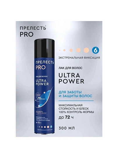 Лак для волос Прелесть Professional, Ultra power, экстремальная фиксация, 300 мл