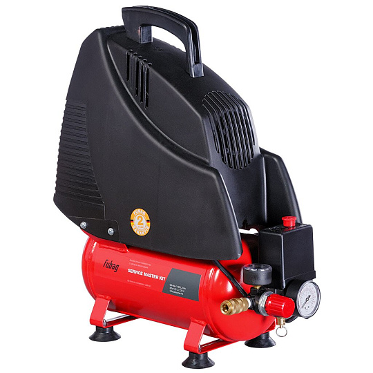 Компрессор безмасляный, Fubag, Service Master Kit, 1.1 кВт, поршневой, 6 л, 180 л/мин, 8 бар, прямой, 220В/50Гц, 12 кг, 8213790KOA604
