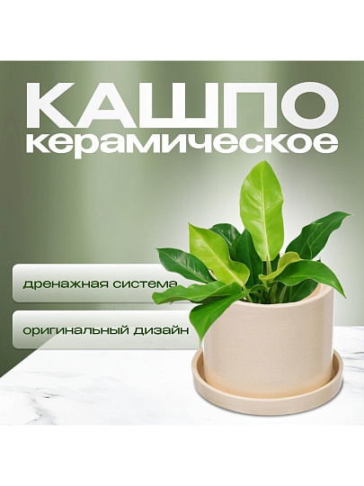 Горшок керамика, 16х15.5 см, для цветов, белая матовая, Лидер №2, 4933