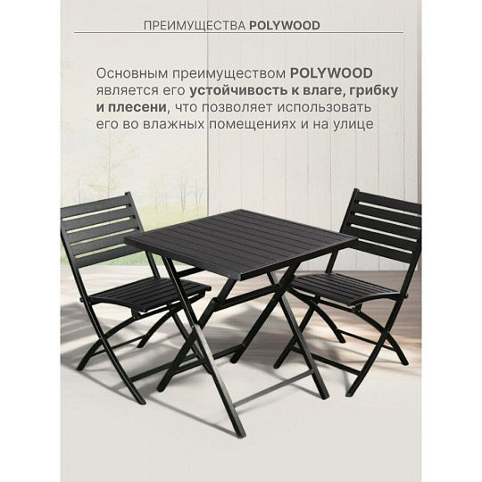 Мебель садовая Санди, стол, 70х70х72 см, 2 стула, 150 кг, C010012