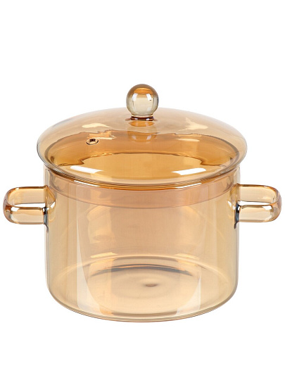 Кастрюля стекло, для СВЧ, духовок и электрических плит, 1.9л, мед, B150078