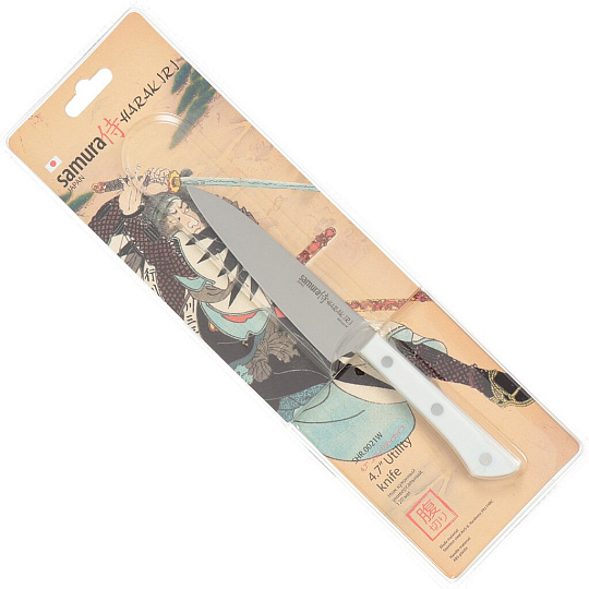 Нож кухонный Samura, Harakiri, универсальный, нержавеющая сталь, 12 см, рукоятка ABS пластик, SHR-0021W/K