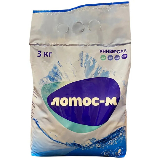 Стиральный порошок Лотос-М, 3 кг, ручной + автомат, универсальный
