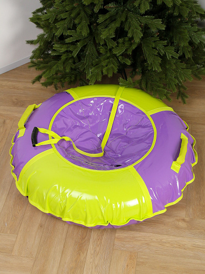 Санки-ватрушка Nika, 110 см, 110 кг, с буксировочным тросом, с ручками, фиолетово-лимонные, ТБ1К-110/ФЛ