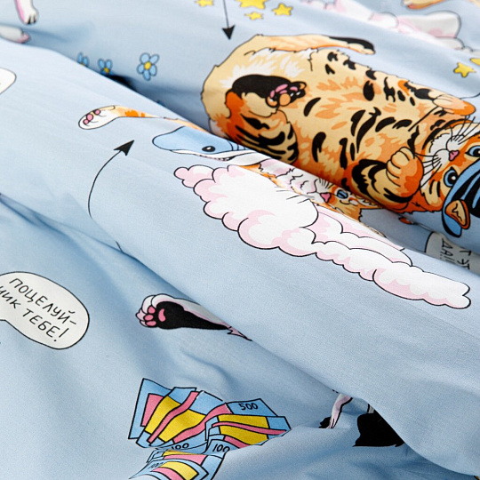 Постельное белье детское 1.5-спальное, простыня 150х215 см, 1 наволочка 70х70 см, пододеяльник 145х215 см, WMW, перкаль, Kitty 70737-1+70705-2