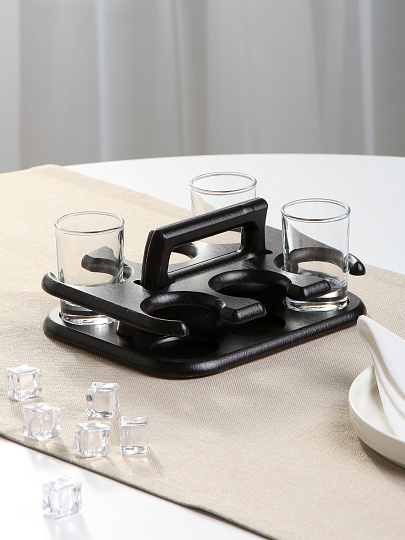 Подставка для стопок, дерево, прямоугольная, Glasstar, Визит, БАР-22