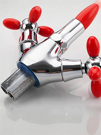 Смеситель для кухни, Frud, гибкий излив, с кран-буксой, красный, R44127-10