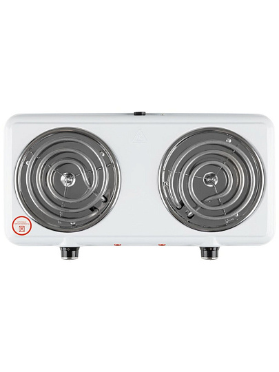 Плита электрическая Homestar, HS-1109, 2000 Вт, 2 конфорки, спираль, эмаль, механическая, переключатель поворотный, белая