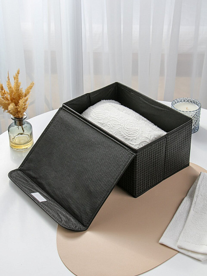 Кофр для хранения, с крышкой, складной, 28х20х15 см, черная клетка, A190063