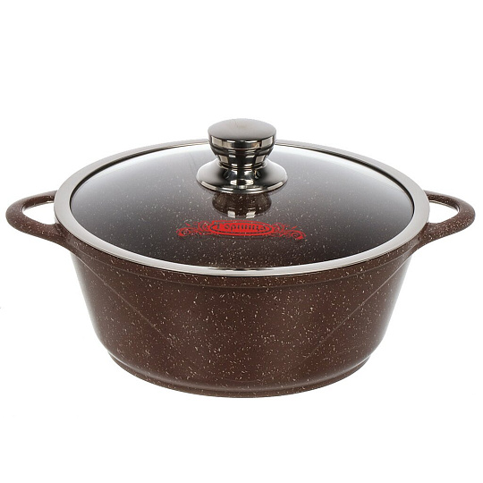 Кастрюля алюминий, антипригарное покрытие, 4 л, крышка стекло, Горница, Шоколад, к2633аш