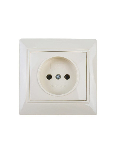 Розетка скрытой установки, 1 гнездо, без заземления, 16 А, ABS пластик, IP20, слоновая кость, UNIVersal, Севиль, Б-С0022
