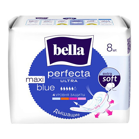 Прокладки женские Bella, Perfecta Ultra Maxi Blue, 8 шт, BE-013-MW08-036